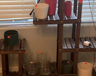 Candle jars, plant stand,  plant light, pots