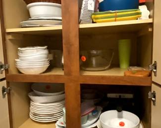 Plain white plates,  other dishes