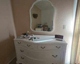 Vintage French Provincial Dresser with Mirror 