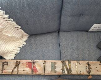 “Patience”, sign made with miscellaneous Vintage hardware pieces