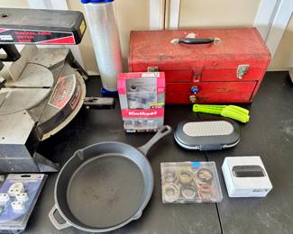 Which has seen more usage?  The skillet or the toolbox.  Both get better with age.