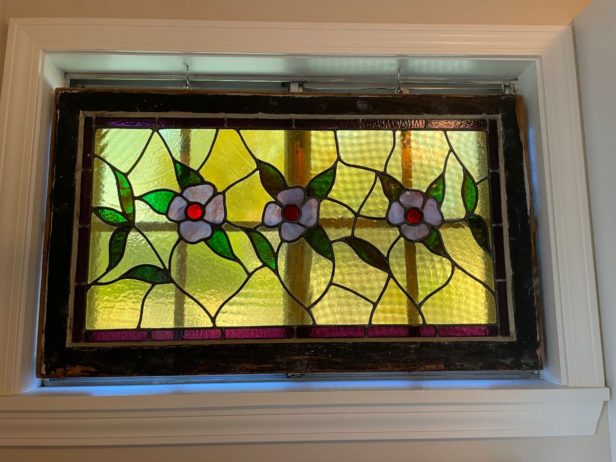Stained glass mirror from historic home on Franklin Street - perfect condition