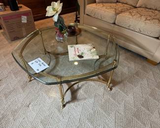GLASS & BRASS COFFEE TABLE