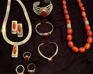 Sterling and carnelian jewelry
