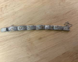 Lee Bennett heavy sterling with 14K link bracelet