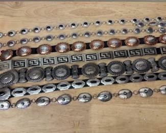 Sterling concho belts, makers include Bruce Morgan, H. Lewis
