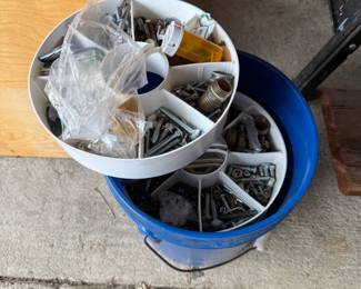 Pail Organizer with nuts and bolts