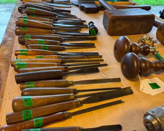 wooden handled antique chisels