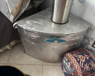 Brushed steel end table