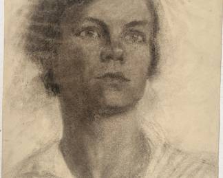 Early 20th C Framed Charcoal on Paper by Jennie Mae McGuire