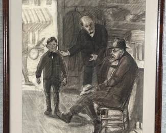 Early 20th C Framed Charcoal on Paper by Jennie Mae McGuire