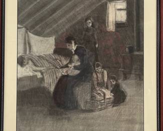 Early 20th C Framed Charcoal on Paper by Jennie Mae McGuire
