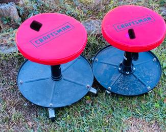Pair of craftsman rolling work stools