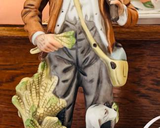 Ardco Statue man with dog farmer Taiwan  farmers hunter Vtg