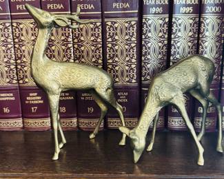 Pair of brass deer