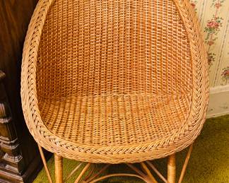 Pair of MCM wicker chairs