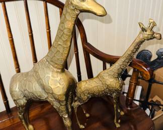 
Pair of brass giraffes