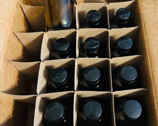 Lots of Amber/Brown bottles with caps