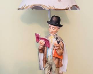 Pair of porcelain bisque lamps