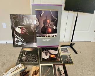  Vintage Sonata Wooden Recorder Made in Germany w/ Box, Chart & Brush + Music Stand & Instrument Posters