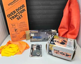  DMI Over Door Traction Set, Keys Fitness 10lb Ankle Weights, Sport Works Weights, Gymnic Ball & Resistance Bands