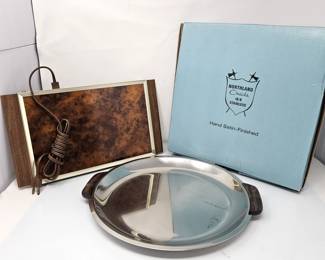 Oneida Northland 18/8 Stainless 13" Party Tray w/ Box + Revere Model 8 Electric Food Warmer