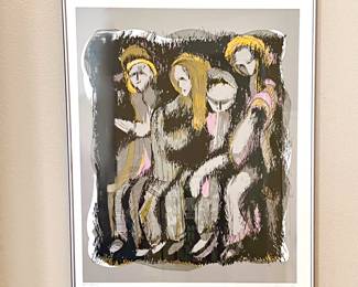  Irene Stein Signed Serigraph Titled "Waiting" - Framed Artist Print Depicting Females -