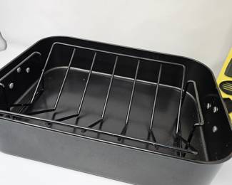  Large Black Turkey Roaster Pan w/ Rack, Baster & Twine, NIB Mayfair 5-Pc Nylon Utensil Set, VTG Electric Knife