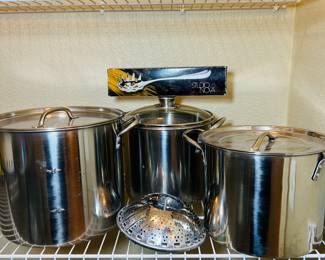 Studio Nova Stainless Steel Stock Pots Set with Lids and Steamer Basket Large Cooking Pots