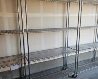 Heavy Duty Chrome Wire Shelf Rack 48 x 18 x 76"T w/ pack of Shelf Liners & Locking Wheels