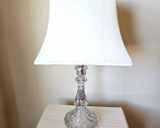  Mayfair Bohotier Glass Lamp 28” Tall w/ Edward Alden Shade – Elegant Glass Base