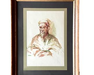 Vintage Allan Davison Watercolor Painting "Jonathan" Portrait Framed Wall Art