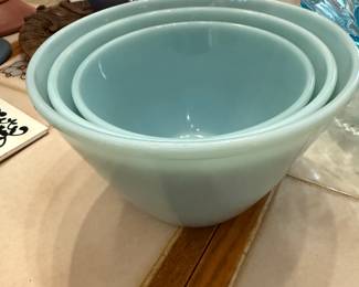 Fire King Blue Delphite Bowl Set