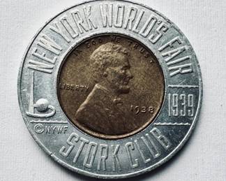 Wheat back 1938 penny with aluminum ring