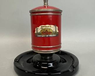 1933 Chicago World's Fair centennial souvenir cigarette caddy and ash tray