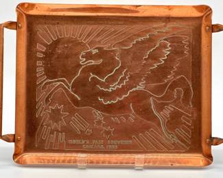 1933 Chicago World's Fair souvenir copper tray