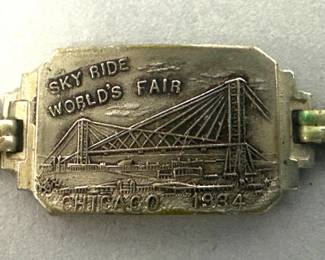 1934 Chicago World's Fair "Sky Ride" silver tone bracelet
