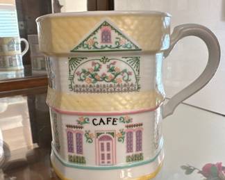 Eight porcelain Lennox Village coffee mugs 1982