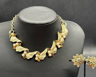 Vintage Coro Choker Necklace & Clip On Earrings