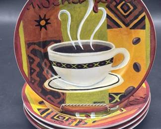 (4) Ceramic 'Mocha Java' Coffee Themed Plates