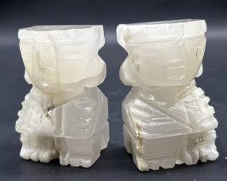 Carved Quartz Mayan Idol Bookends