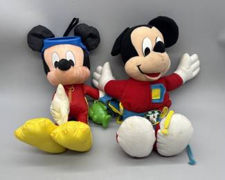 (2) Plush Mickey Mouse, 1 has a cup in his head