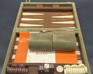 Vtg. Backgammon Set in Carrying Case w/ Rules