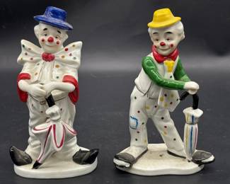 (2) Vintage Ceramic Clown Figurines from Taiwan