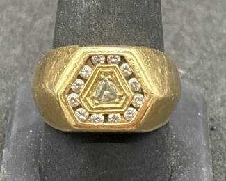 14KT Gold w/ Diamond Men's Ring, Size 10