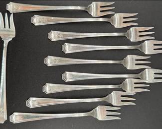 Lot of 10 Gorham Fairfax sterling cocktail forks