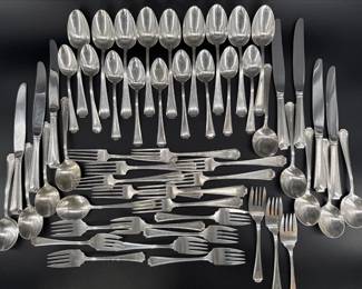 Gorham Fairfax (55 pcs) sterling flatware service for 9; monogrammed “W”