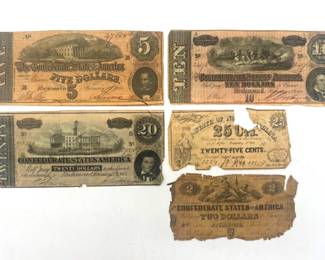 Lot of five 1864 bills