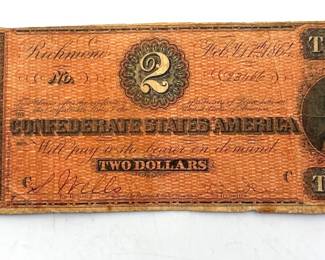 Desirable $2.00 note dated 1864, Richmond