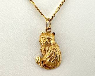 14kt chain with cat pendant